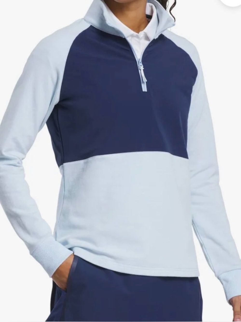 FootJoy Two-Tone Navy and Light Blue Quarter-Zip Pullover
